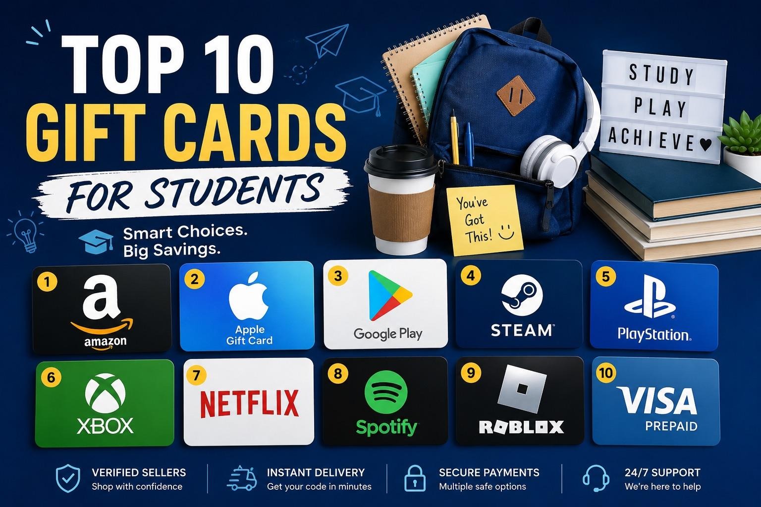 Top 10 Gift Cards for Students