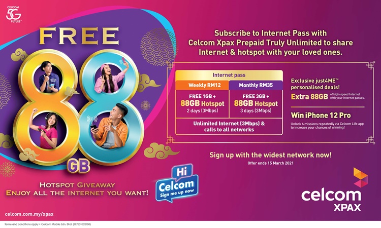 Here are the best unlimited plans. Celcom Giving Away Free 88gb Hotspot And Internet Data Quota Each And More Promotions Technave