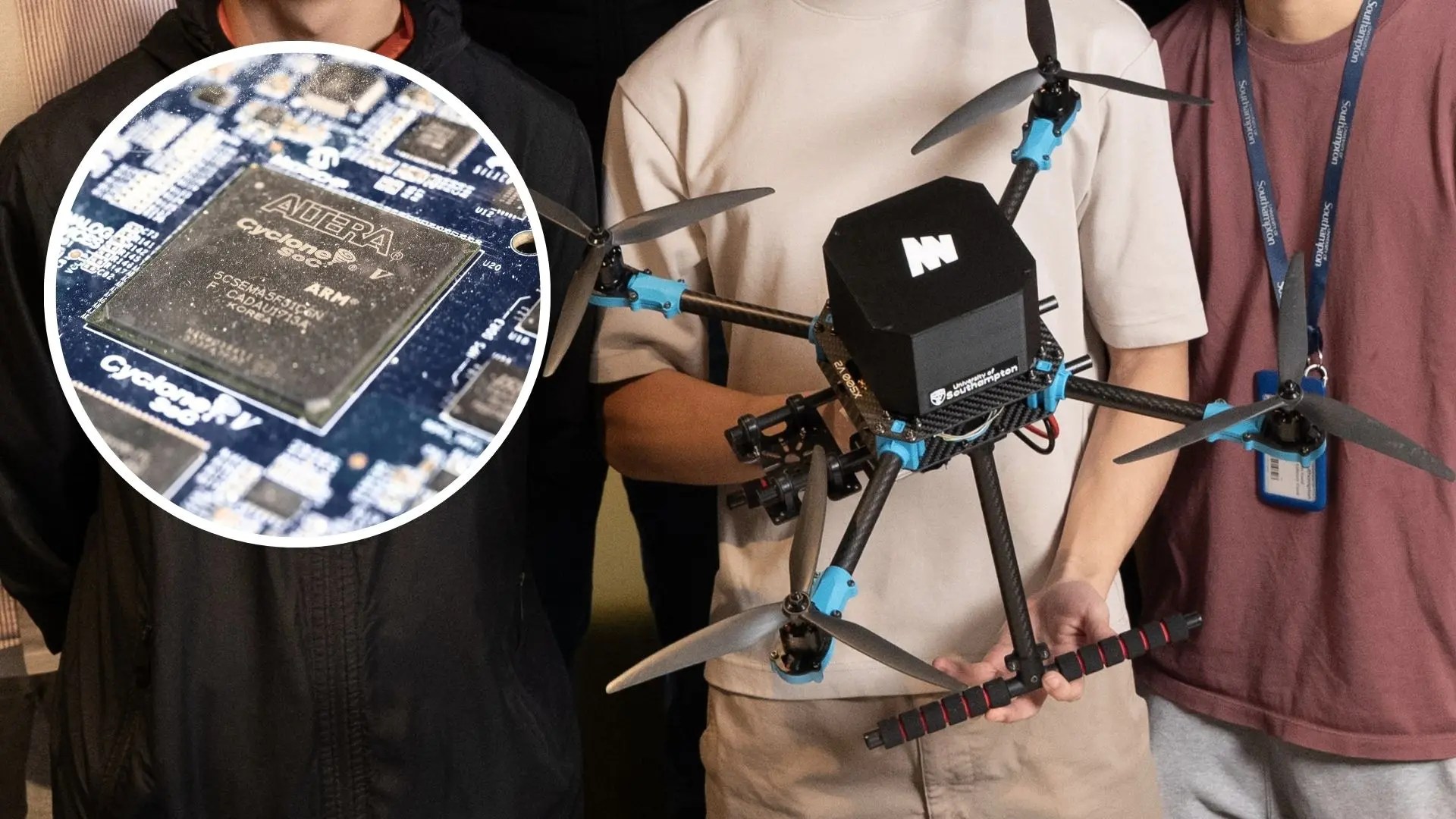 Drona autonomă în zbor cu cutie neagră drone integrată, folosind tehnologie blockchain pentru monitorizarea sistemelor autonome în timp real. | sursa foto: TechRider