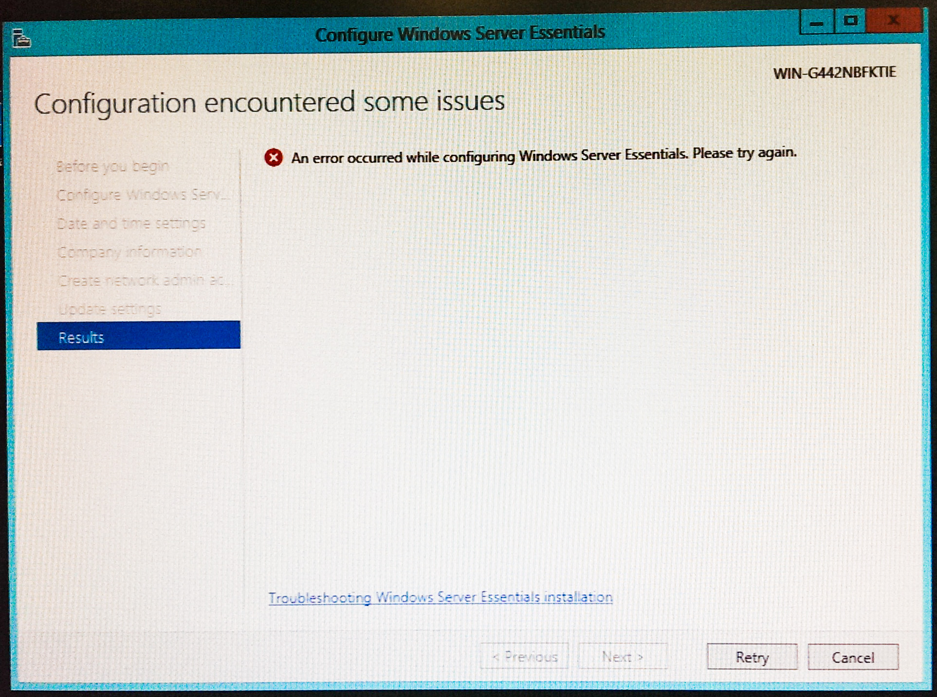 An error occurred while calling. Windows server essentials. ошибка an error occurred. windows server 2012 r2 essentials. config windows.