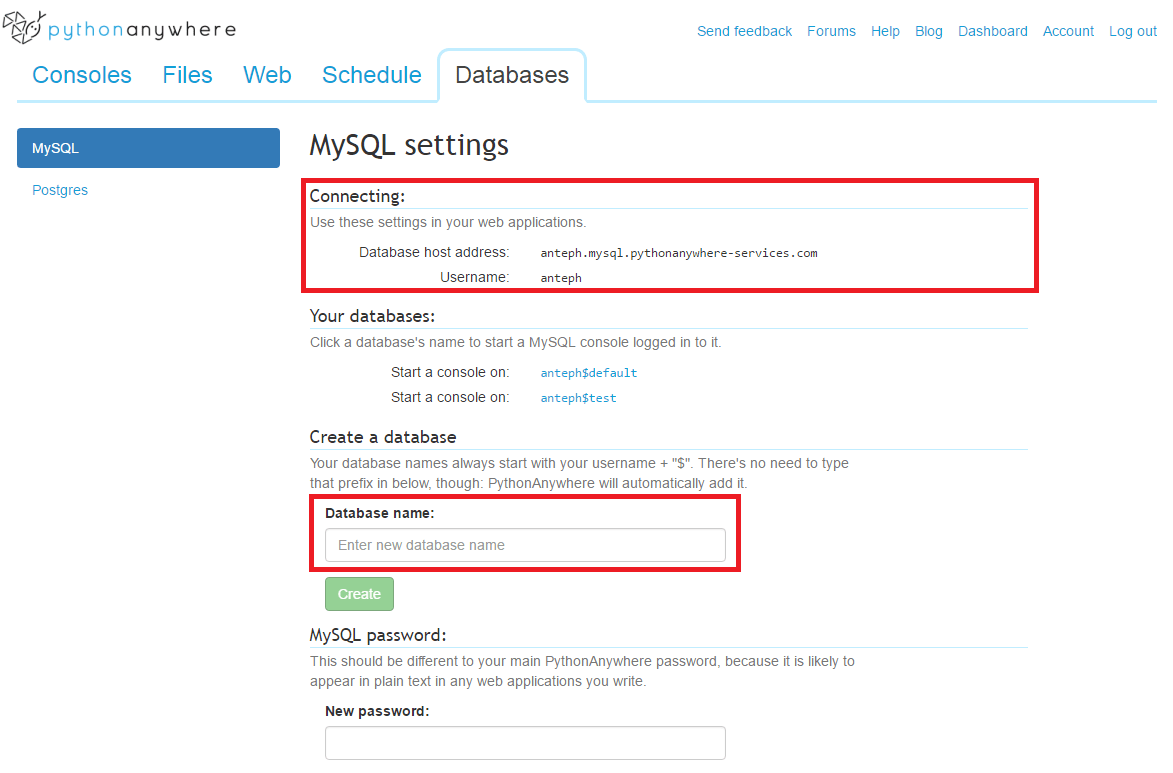 Pythonanywhere: Accessing the MySQL database - techtutorialsx