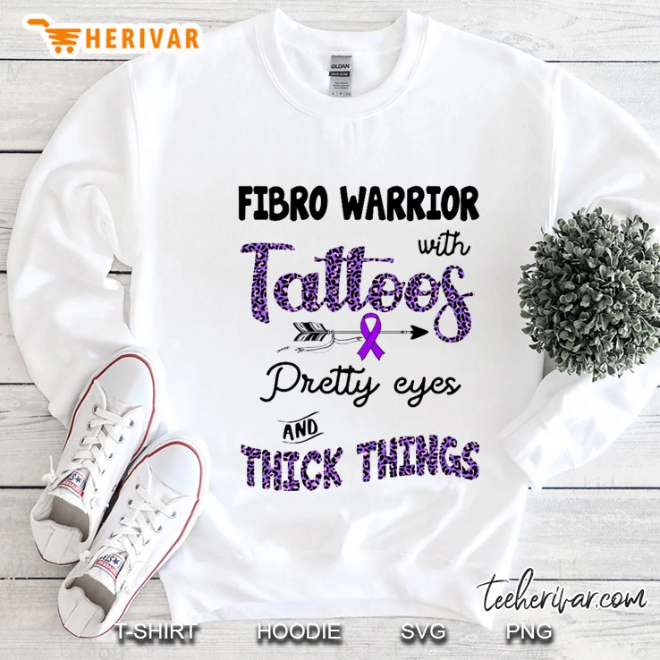 Fibro Warrior With Tattoos Pretty Eyes And Thick Things Fibromyalgia Awareness Purple Ribbon 847_x_800_jpg