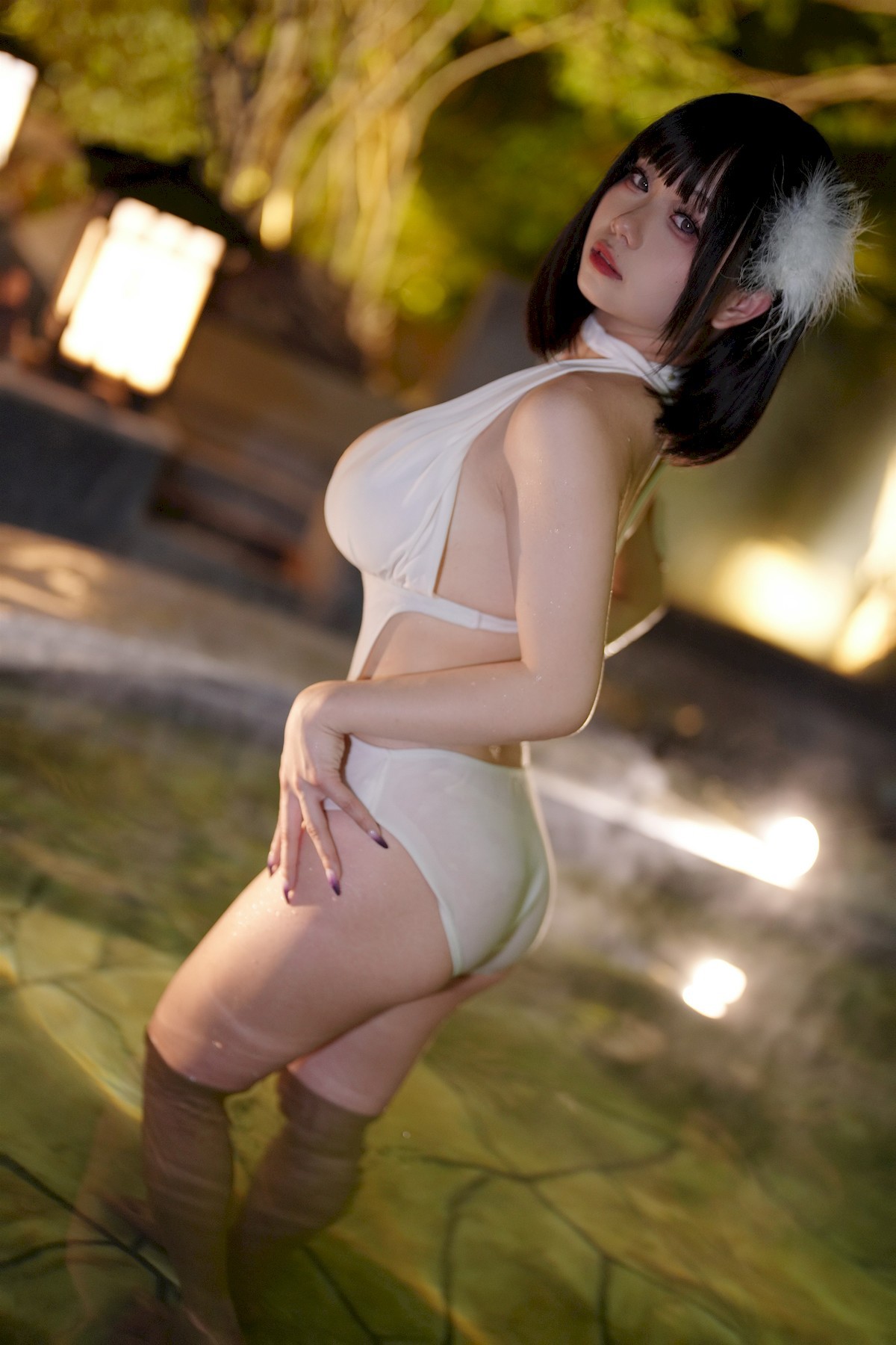 Cosplay 末夜787 白色泳装(10)