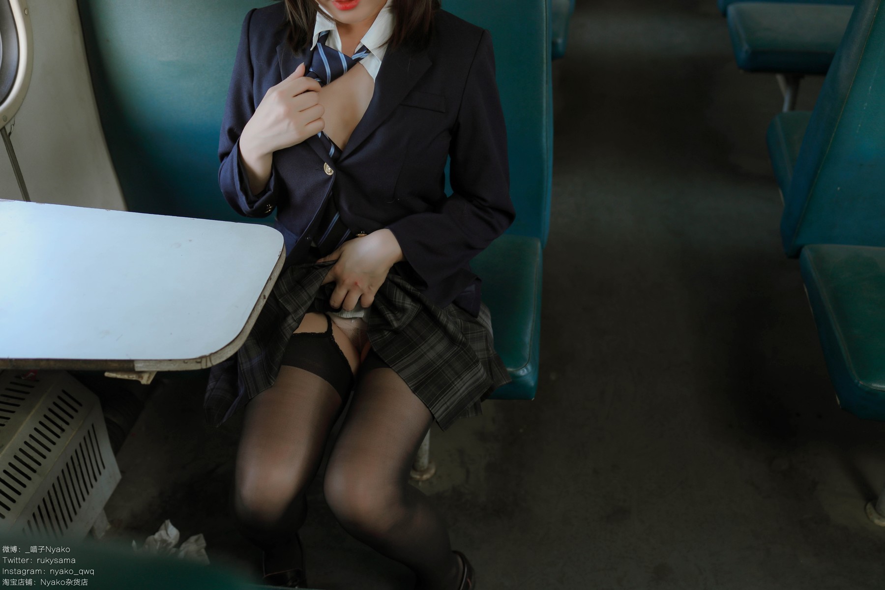 Cosplay Nyako喵子 火车JK制服(58)