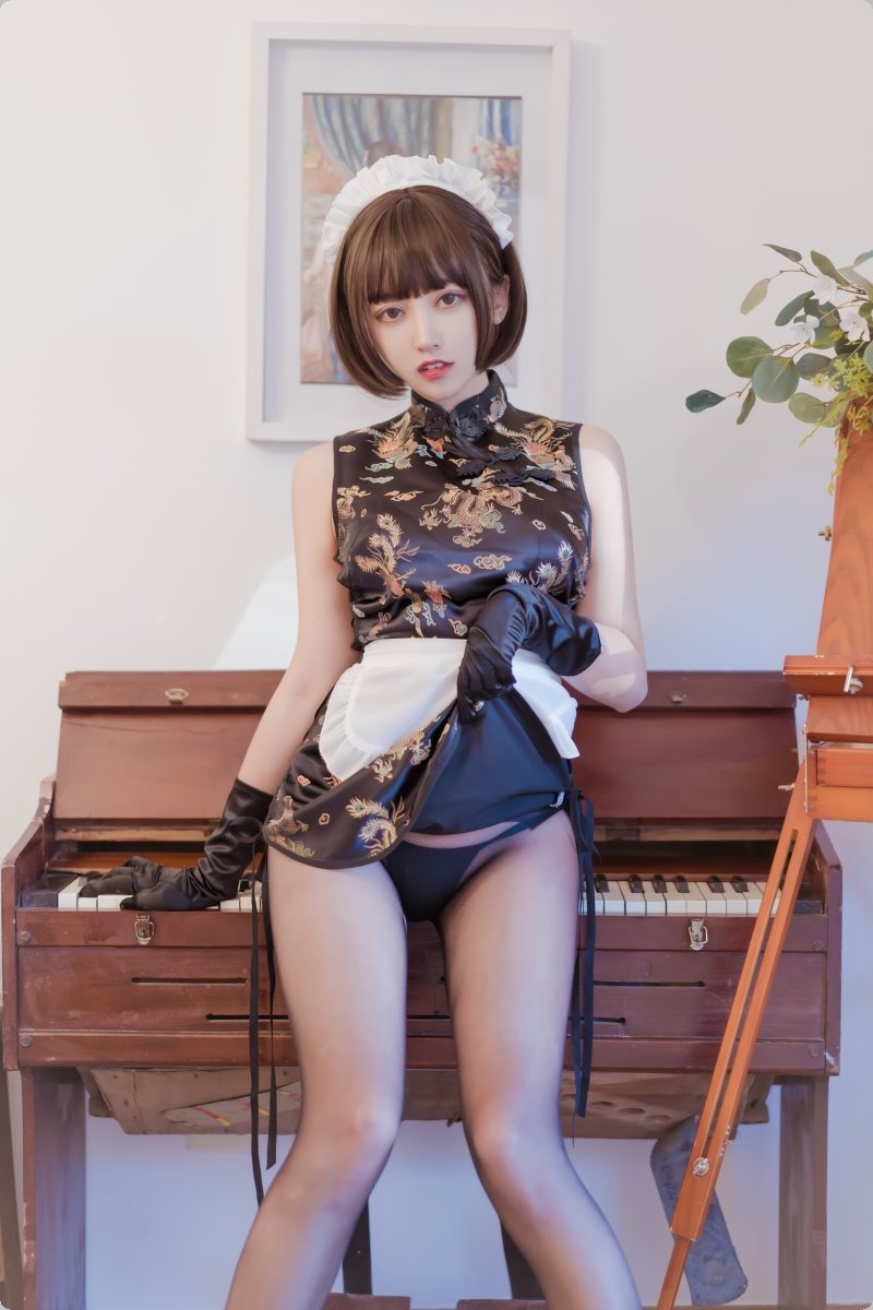 [Cos]过期米线线喵 - 黑色旗袍[43P](42)