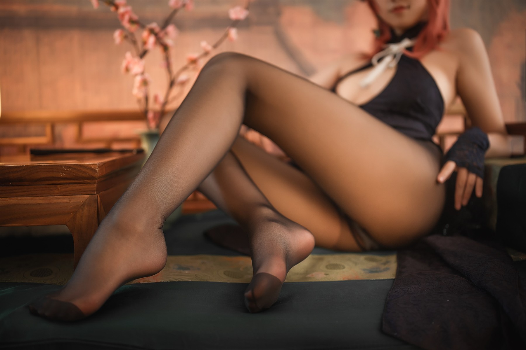 蜜汁猫裘 Cosplay 黑太子旗袍(37)