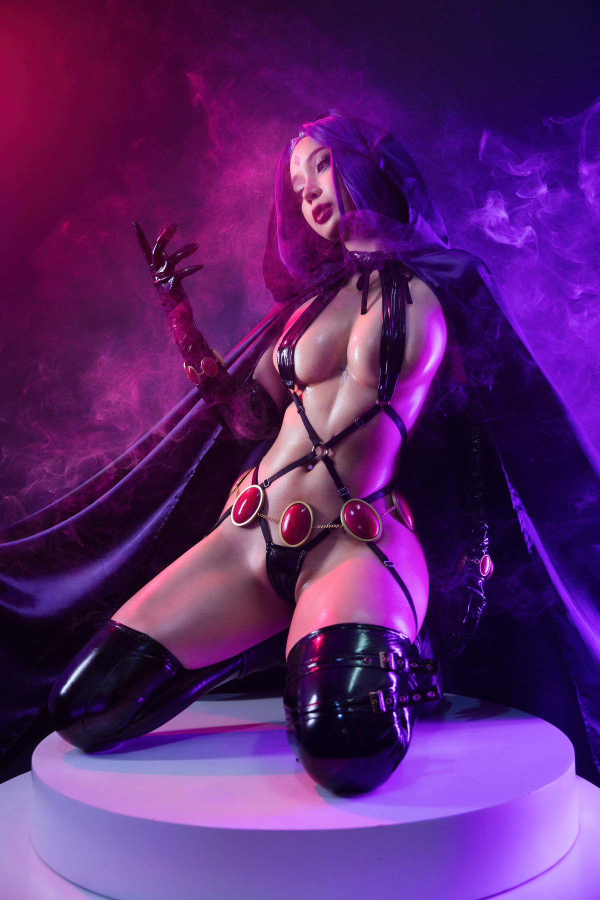 Cosplay Umeko.J Raven Latex Lingerie Set.01(13)