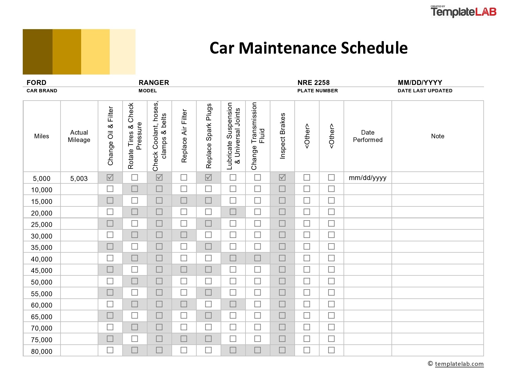 Medium duty truck maintenance schedule ; 43 Printable Vehicle Maintenance Log Templates Á Templatelab