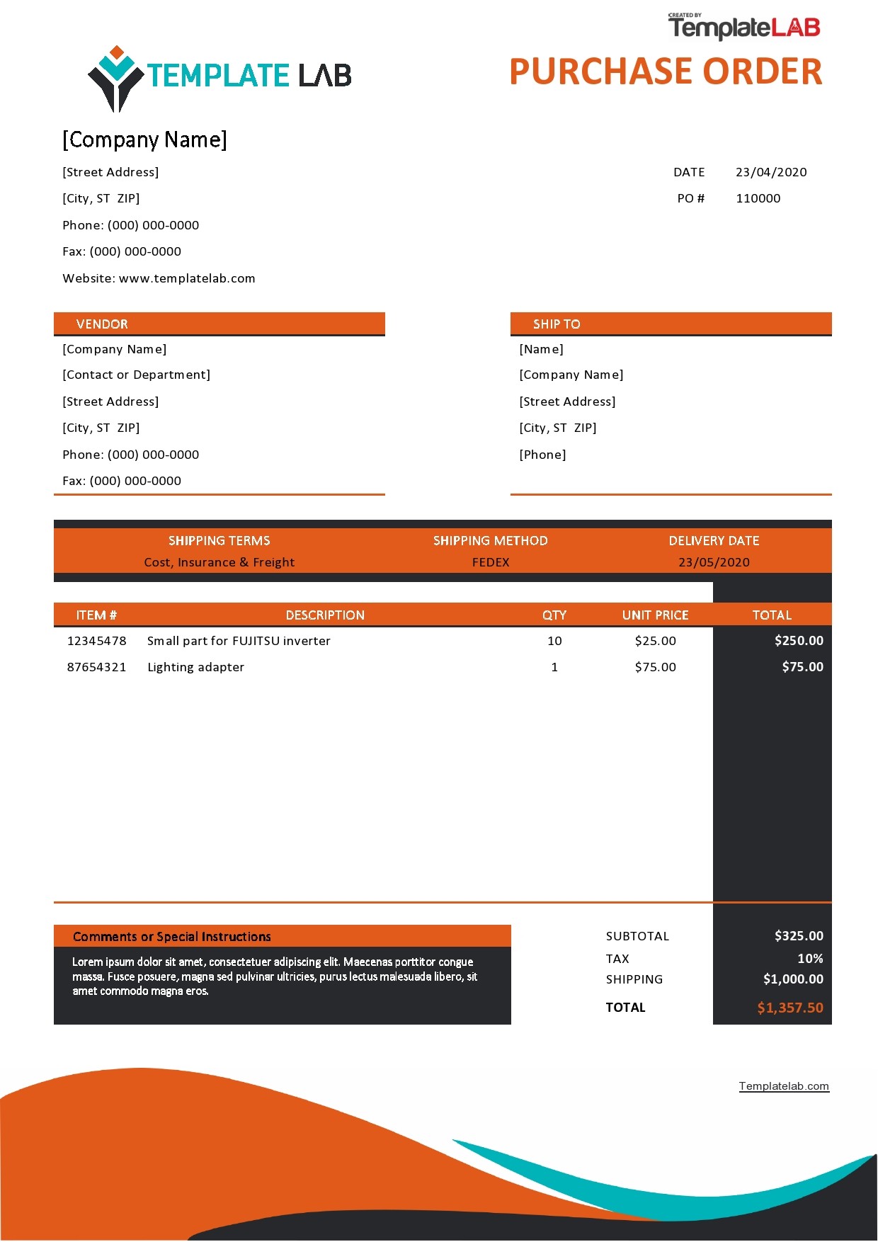 Retail Order Form Template