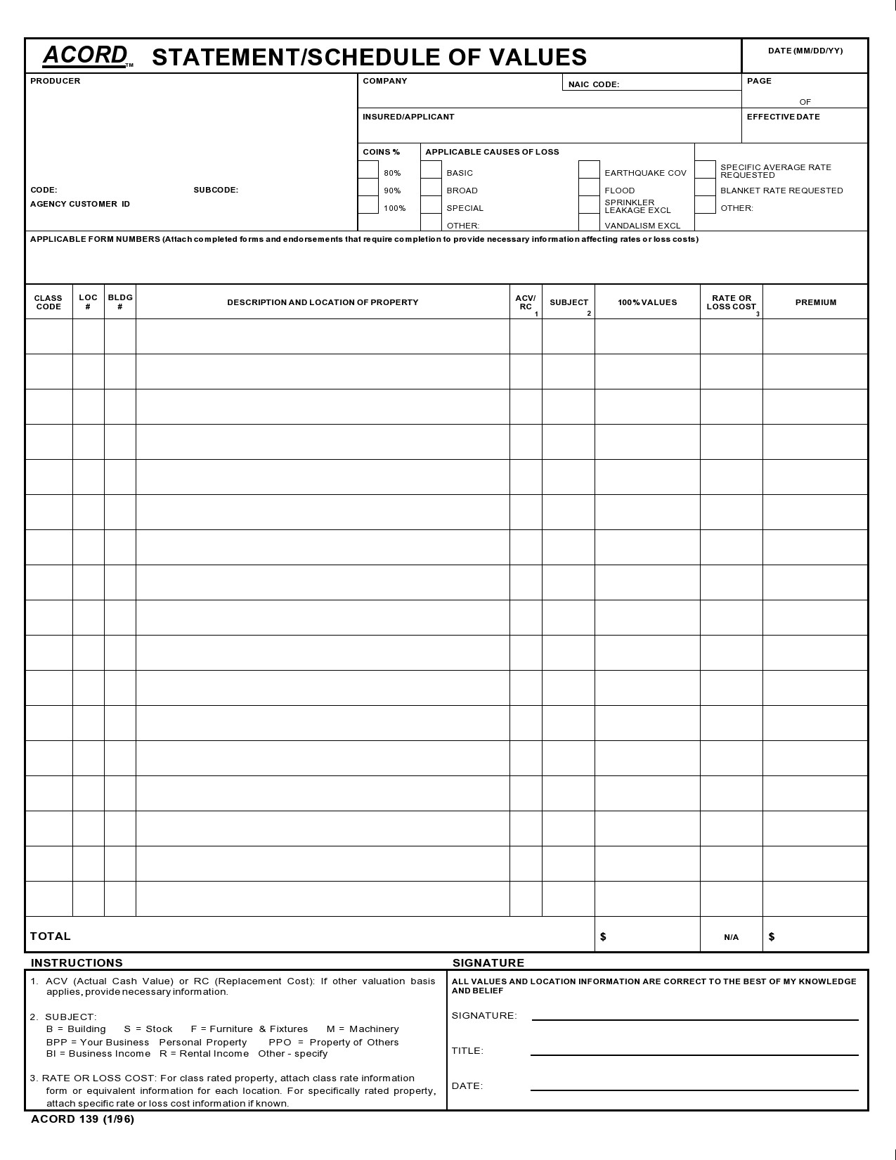 40 blank schedule of values templates excel word