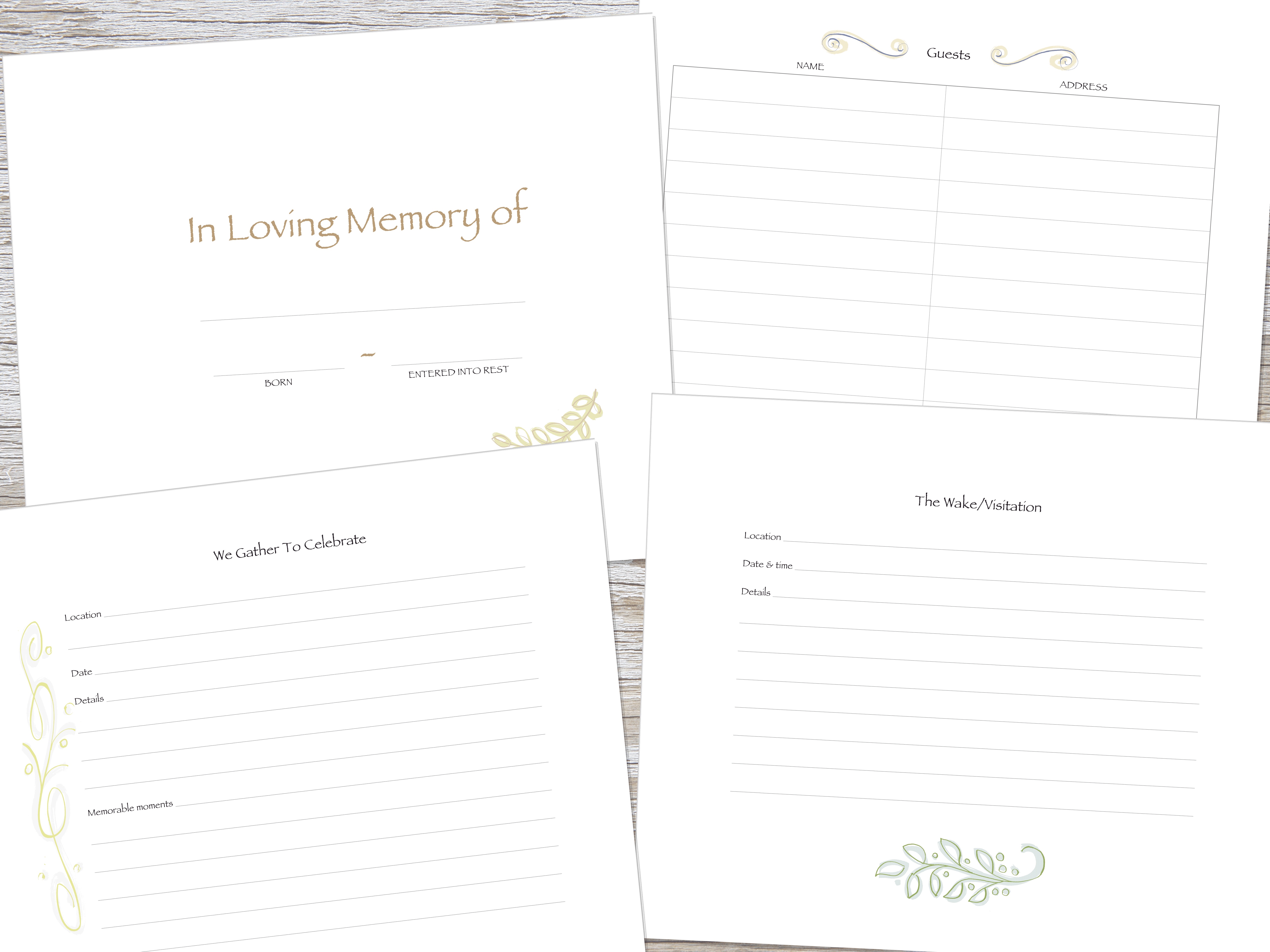 Seafoam Handmade Paper Memorial Guest Book -