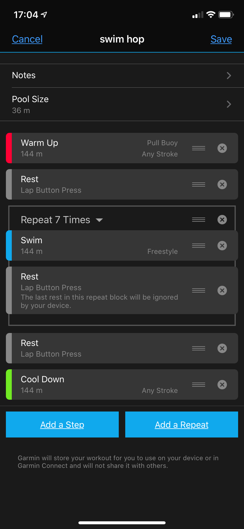 garmin connect swimming