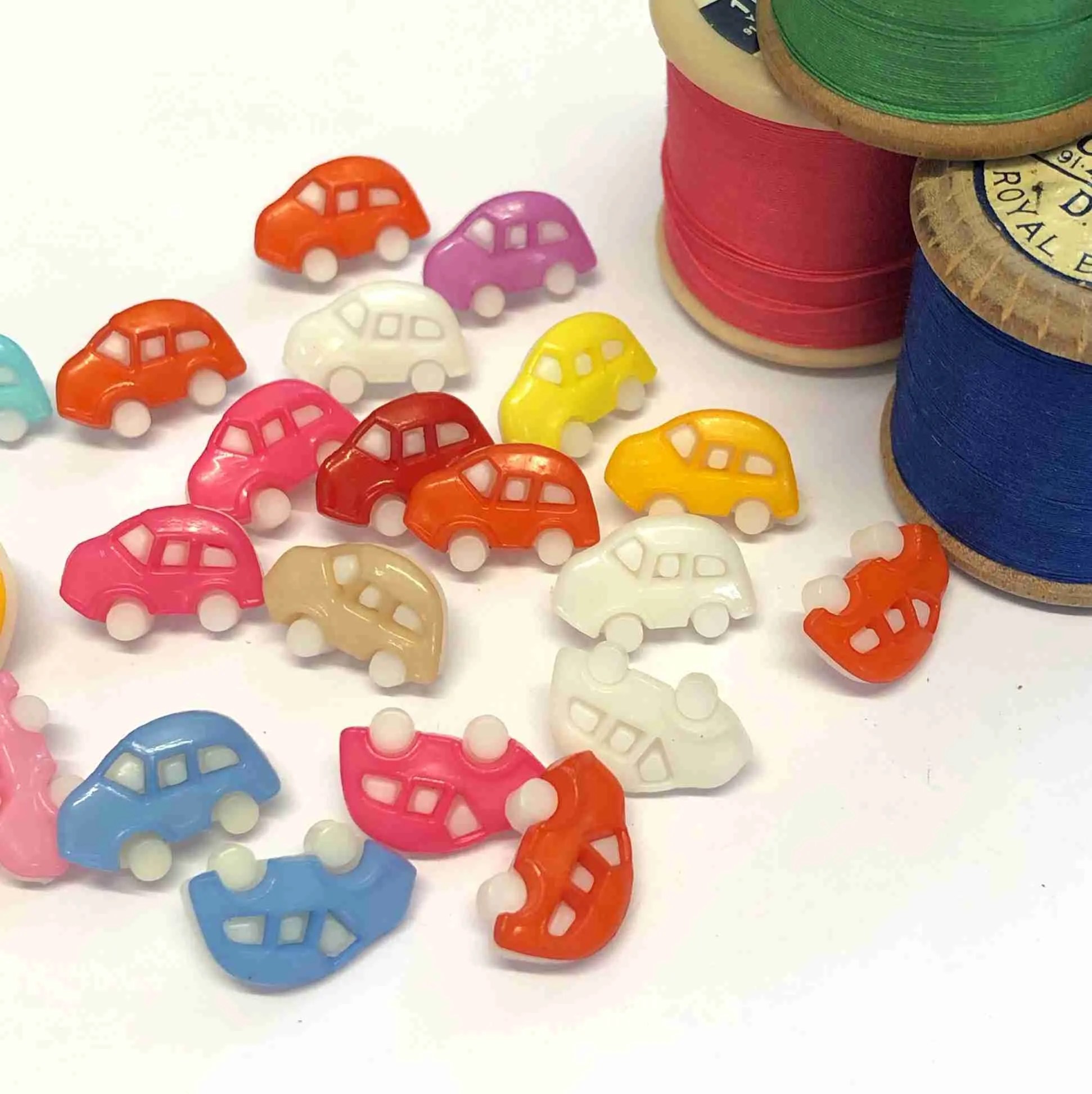 6 Boutons Voiture - 3 Orange Et 3 Bleu, The Paper Studio, Neuf