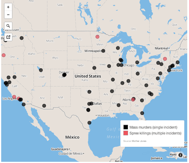 Here's a map of all the mass shootings in America, 19822013 The