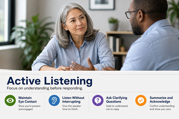 Active listening slide with a large photo as the primary focal point.