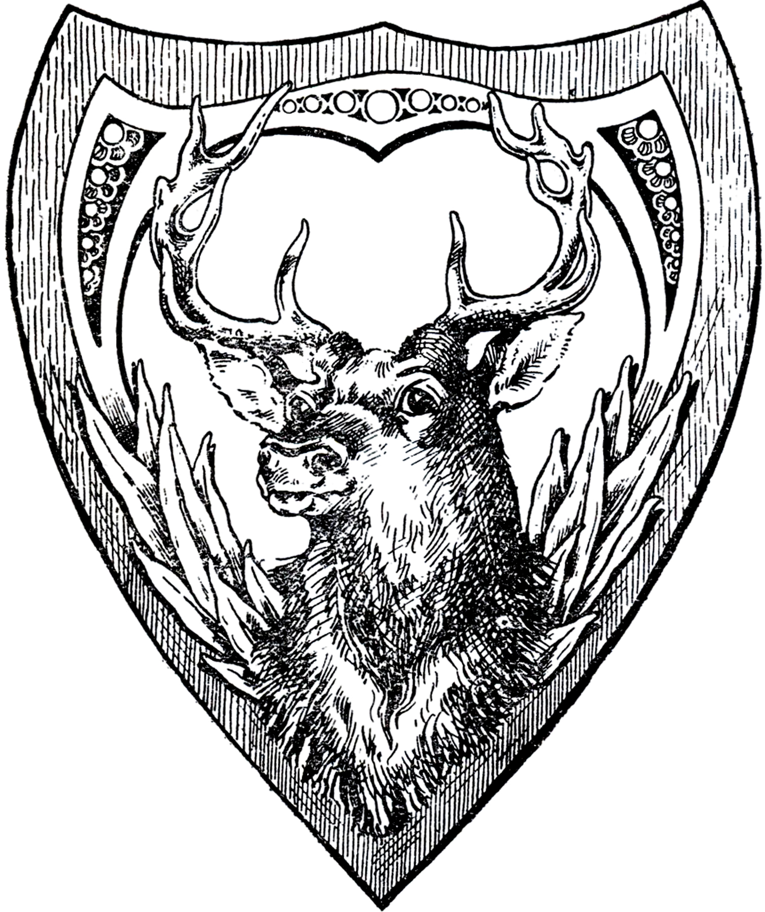 vintage shield deer image the graphics fairy