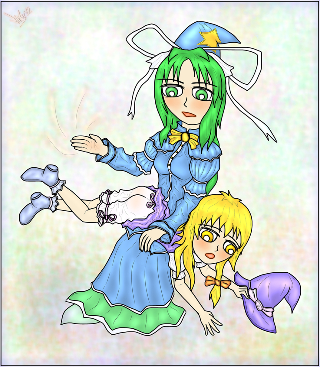 child spanking art of umaru note.