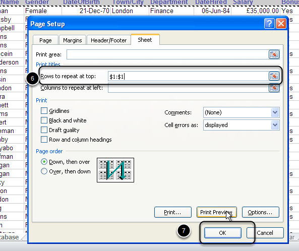 How to repeat excel spreadsheet column headings at top of page click the page layout tab > in the page setup group, click print titles. Print Rows to Repeat with Titles in Microsoft Excel 2010 ...
