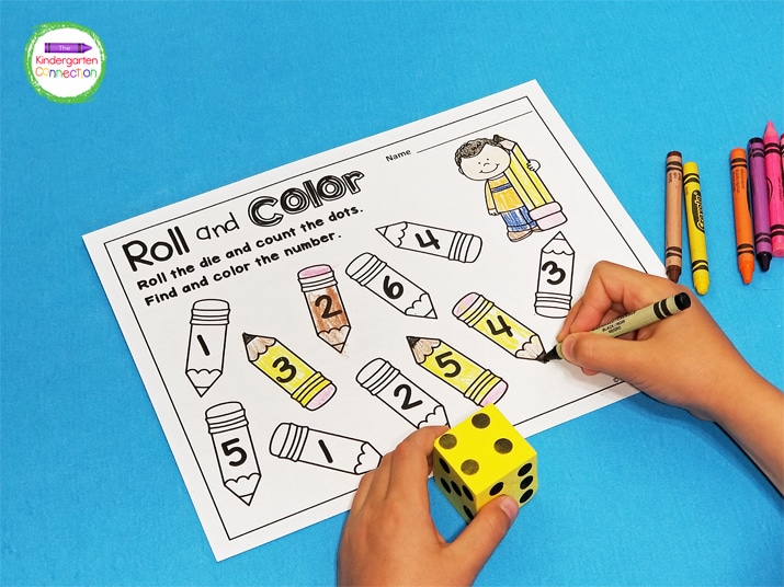 roll and color dice math games the kindergarten connection