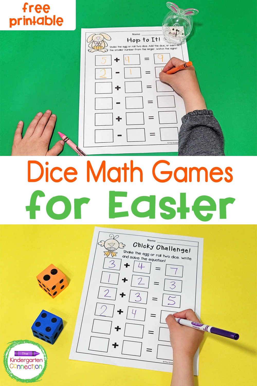 free dice math games for easter
