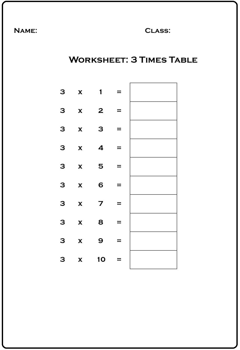 3 Time Table Chart Multiplication Table Chart Time Table Poster Kids