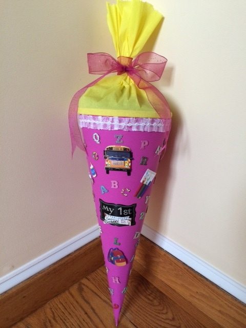 A schultüte (school cone) is an elaborately decorated cone filled with goodies that is given to german students on their first day of . German School Cone Tradition Easy To Follow Instructions