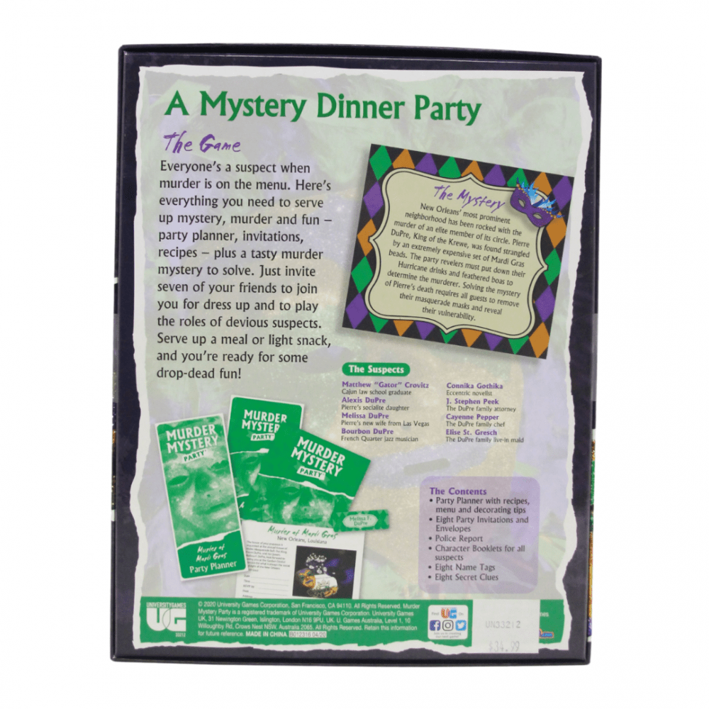 This is an interactive murder mystery party game in which your guests for the evening become characters suspected of the crime in question. Buy Online Murder Mystery Party Five Editions To Choose From The Pool Shoppe