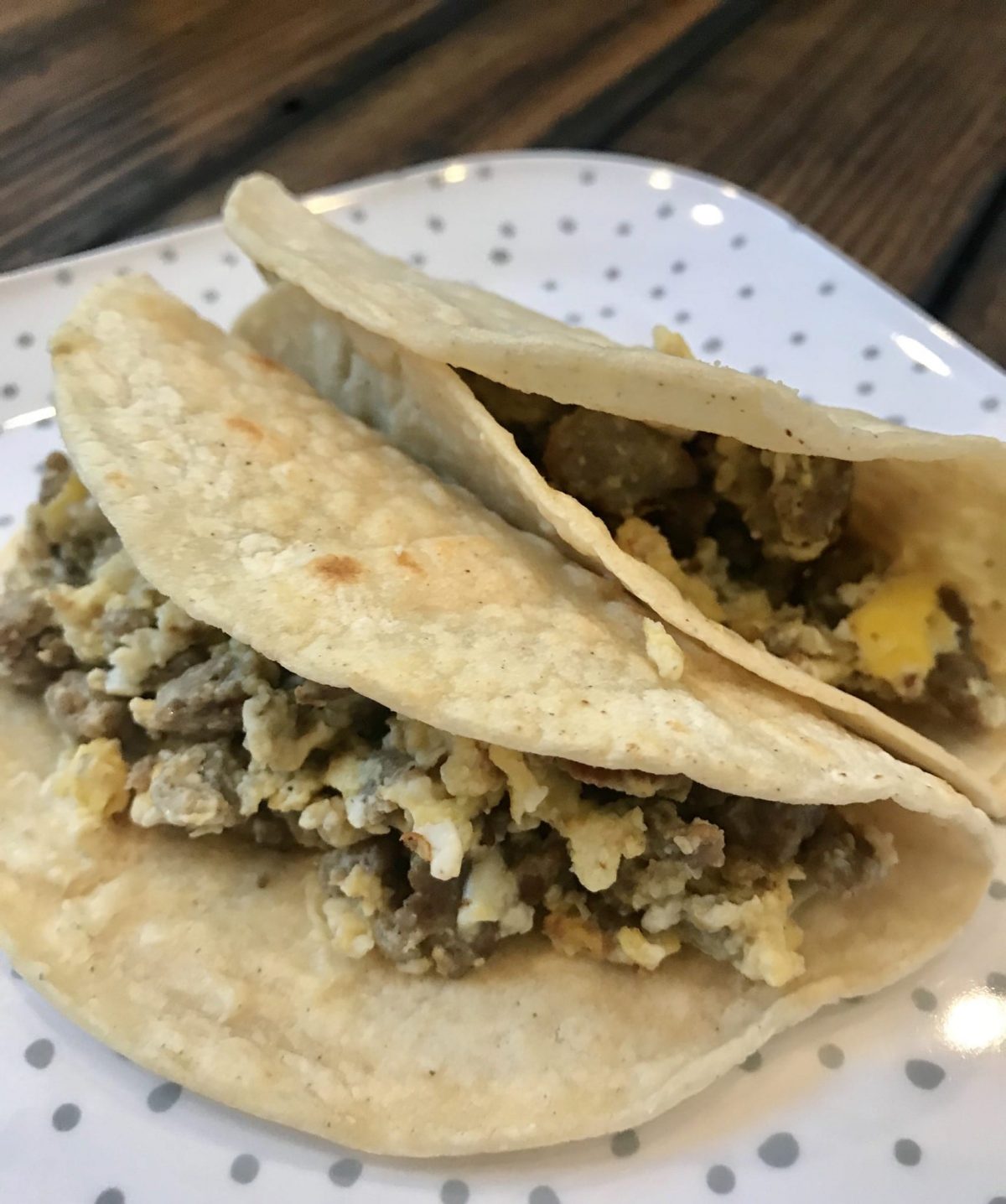 Sausage and Egg Breakfast Tacos Pound Dropper