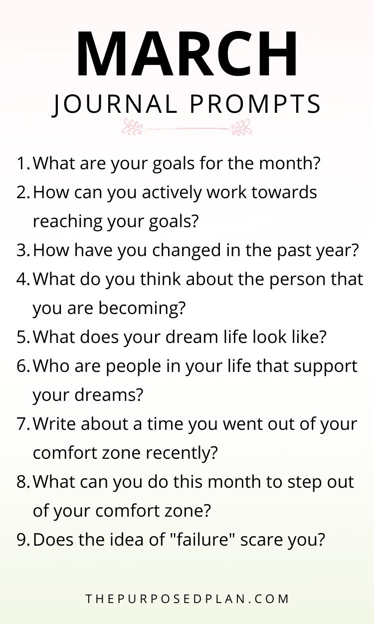 Whether you need help starting a daily journaling habit or want something to inspire your writing, these journal prompts will help get you started. March Journal Prompts For Personal Growth The Purposed Plan