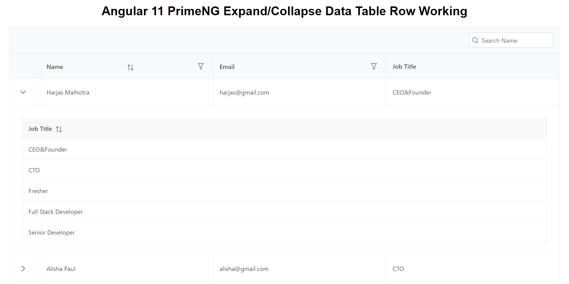 Designer api is a sass based theme engine to create primeng themes easily featuring over 500 variables, a demo application and a base sample theme. Angular 11 Primeng Expand Collapse Data Table Row Working Demo Therichpost
