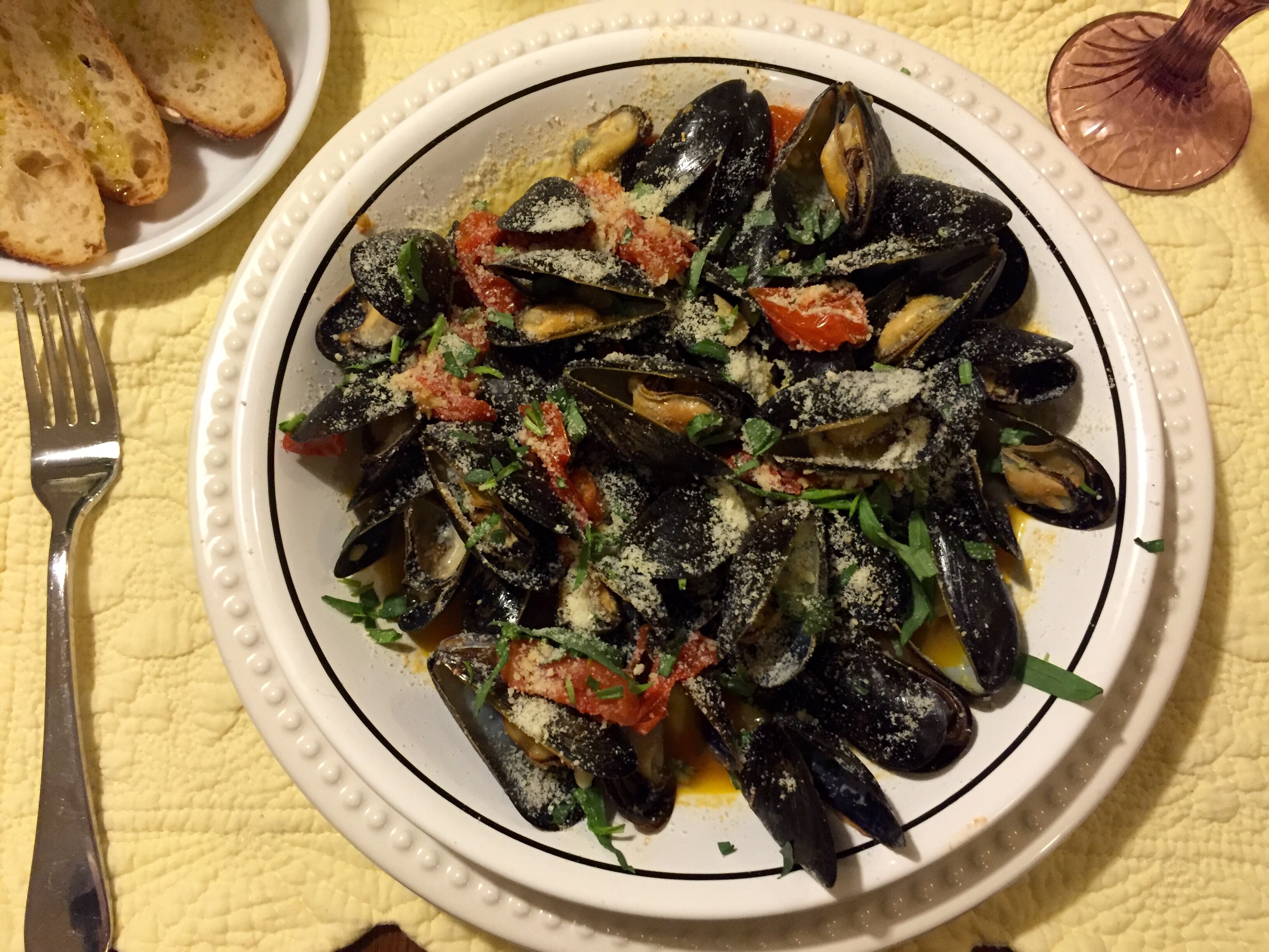 Steamed Mussels with Fresh Tomatoes and Parmesan The Rose Table
