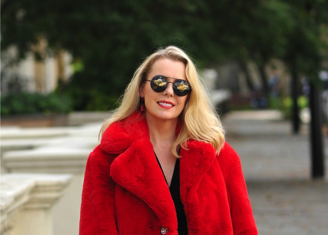 mango red fur coat