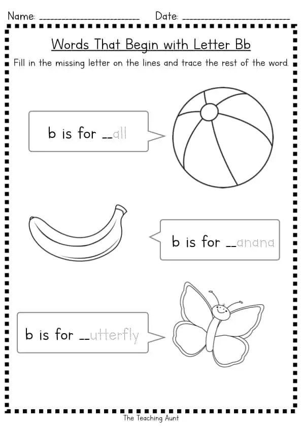 missing beginning letter worksheets the teaching aunt