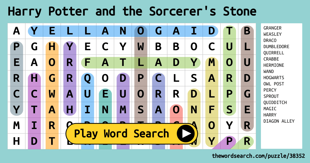 harry potter and the sorcerers stone word search