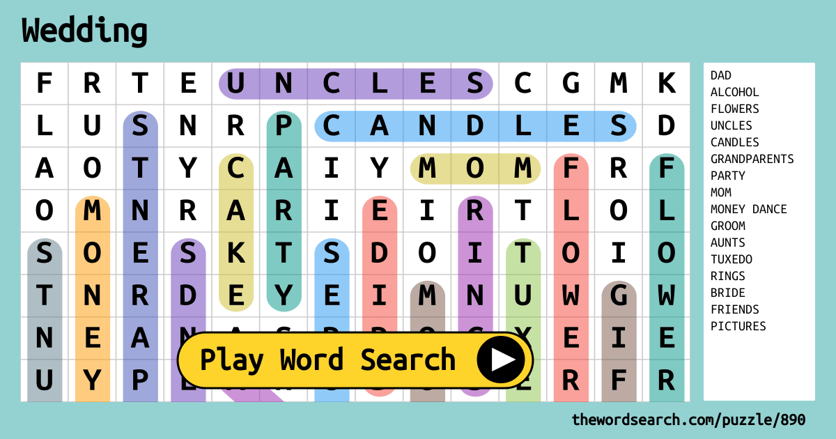 wedding word search