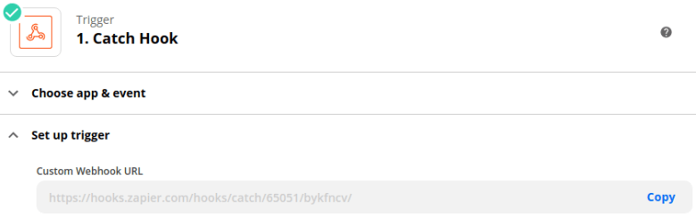 "Catch Hook" action to receive the webhook from Google Sheets