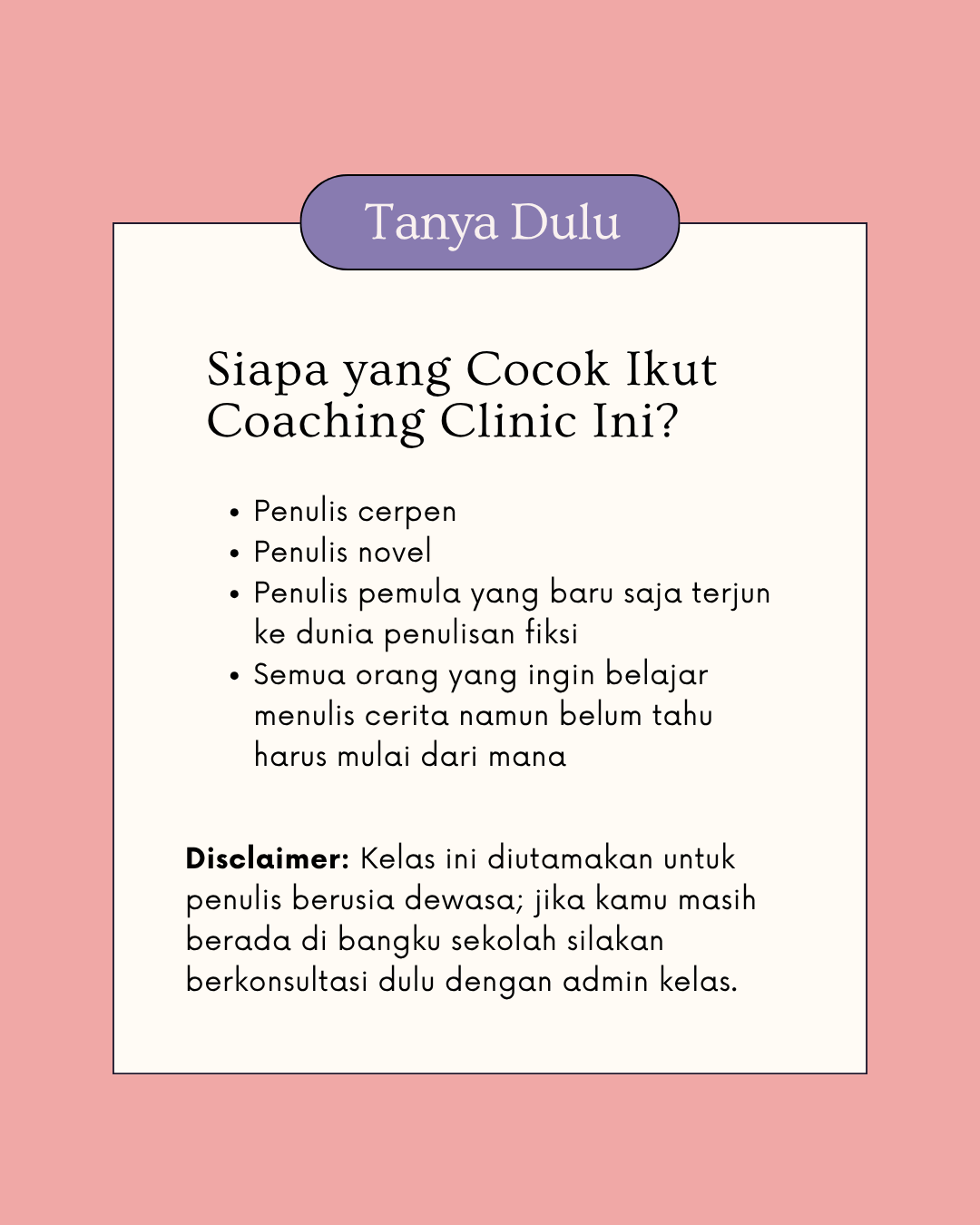 8 Hari Coaching Clinic: Kelas Menulis Dialog yang Menggerakkan Plot Cerita - Gambar 10