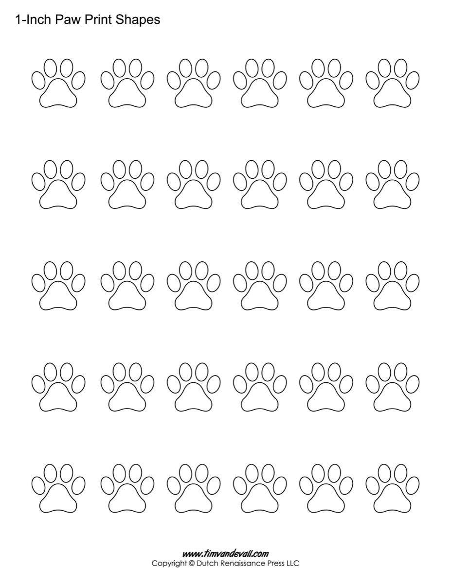 paw print template shapes blank printable shapes