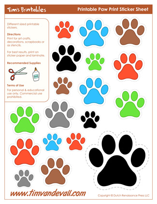 paw print template shapes blank printable shapes