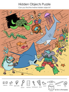 hidden objects puzzle color version tim s printables