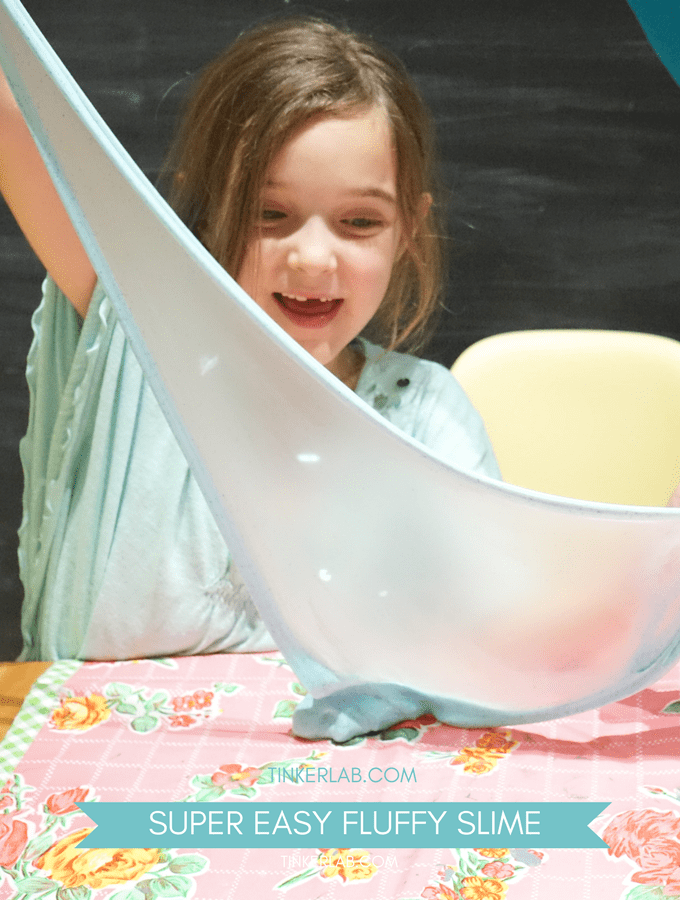 If you use 1/2 a cup of glue, use 1/2 a cup of lotion. Easy 4 Ingredient Fluffy Slime Tinkerlab