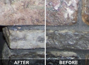 · fill buckets with water and liquid . Cleaning Fireplace Soot from Brick or Stone - Simply Good Tips
