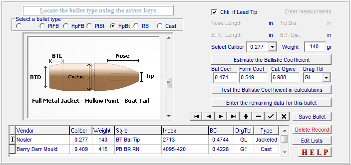 The bison ballistics calculator is a modern ballistics calculator for sportsmen. Estimate B.C. from Physical Description
