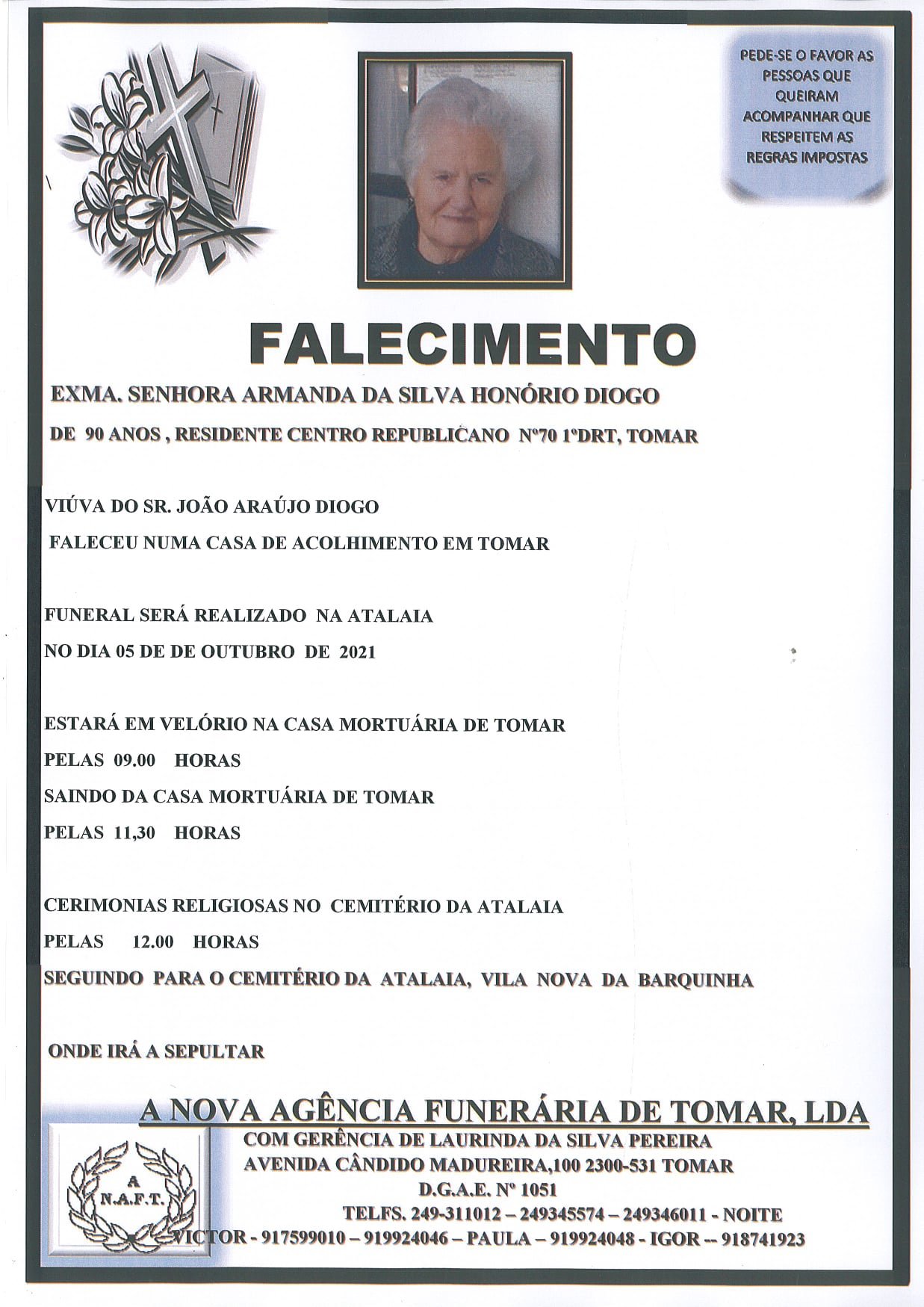 Registe a sua homenagem no memorial de condolências. Necrologia Tomar Na Rede