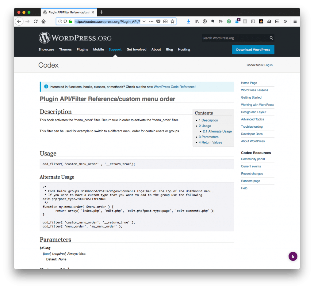 The good old custom menu . WordPress Admin Menu: Submenu Reordering | Tom McFarlin