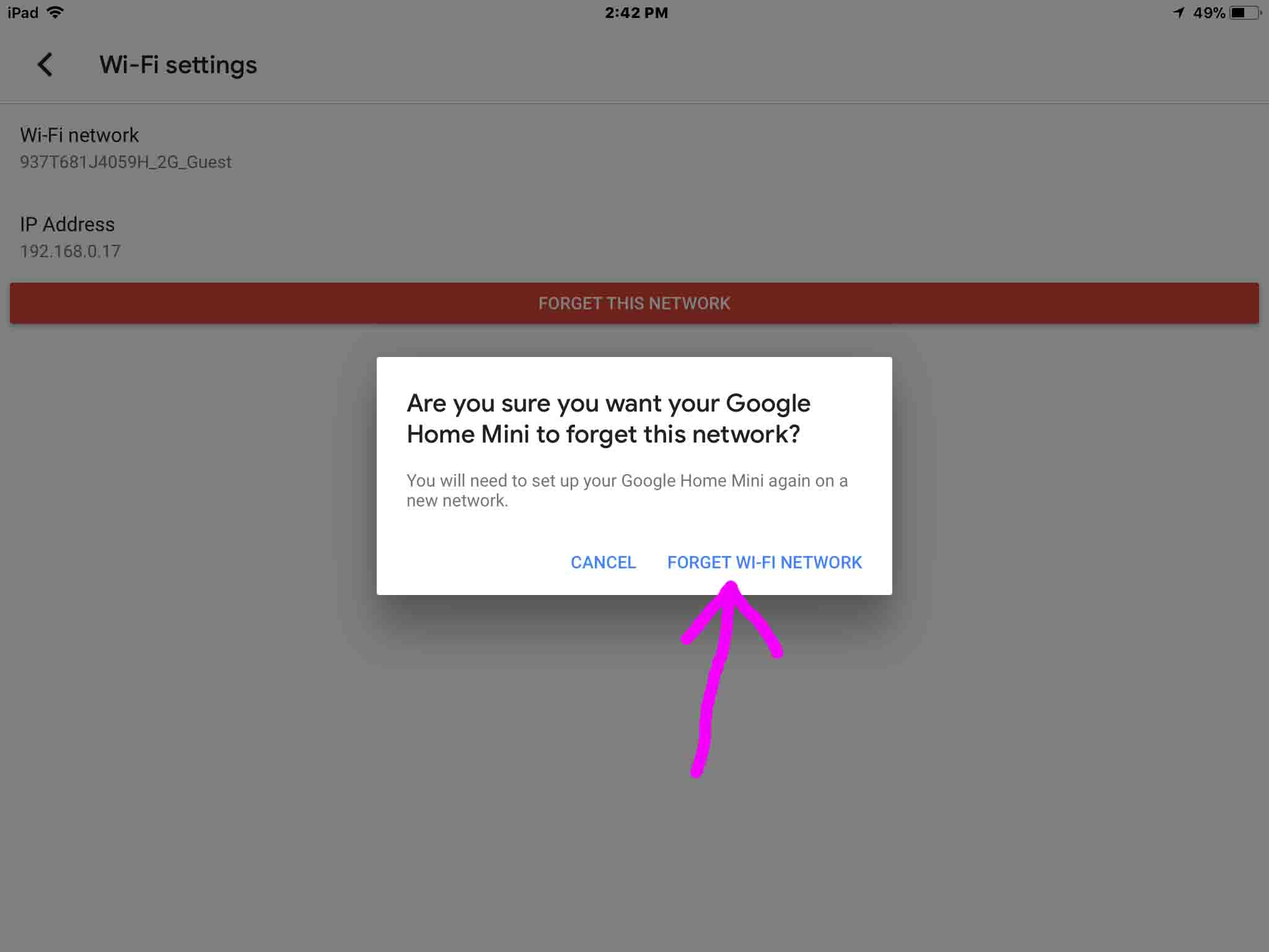 change network for google home