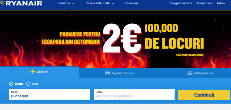 Promotie Ryanair bilete de la doar 2 euro Tourio