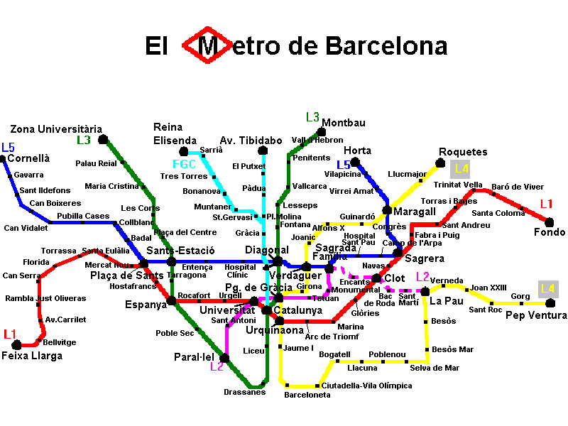 Attractions in the city center); Barcelona Metro Map Toursmaps Com