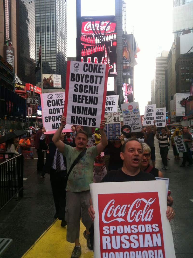 LGBT Activists Dump CocaCola in Times Square In Response To Sochi 2014
