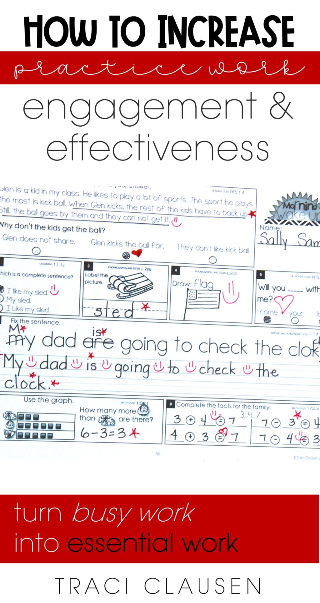 completed and graded morning work page -Increase Student Engagement with Practice Work